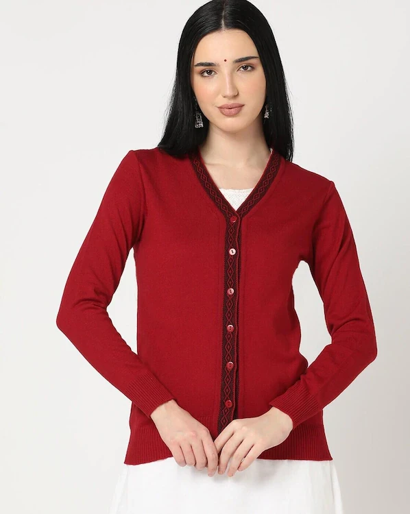 Button-Down V-Neck Jacket