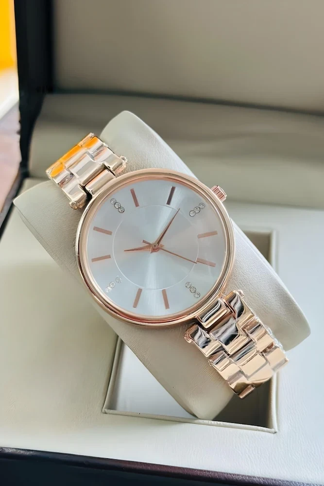 ILOZ Luxury New Elegance Rose Gold white Women Watches Sky Ladies Steel Belt Analog Quartz Wrist Watch For Girls