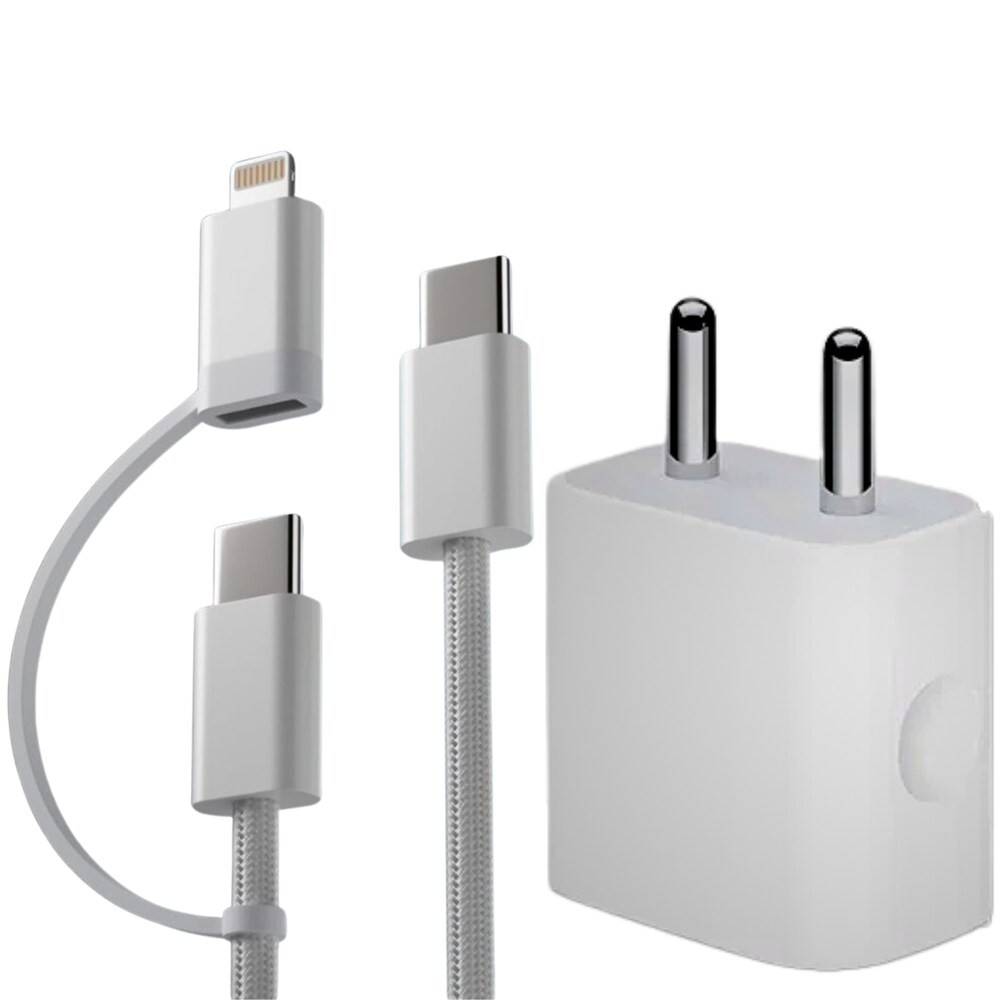 Umake 20W Universal 2 Pin Mobile Charger with USB Cable | High Speed Phone Charging Adapter | 6 Months Warranty