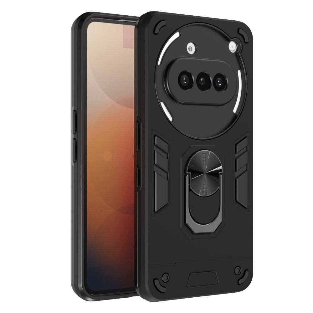 Casotec Armor Nothing Phone (3a) 5G Defender Case | Rotating Ring Holder & Kickstand in-Built | Military Grade Armor | 360 Degree Protection Back Cover for Nothing Phone (3a) 5G (Black)