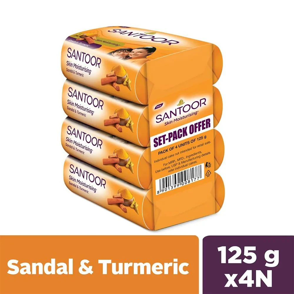 Santoor Sandal & Turmeric Soap 125 g (Pack of 4)