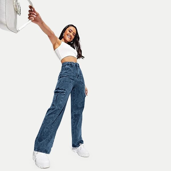 Rad Prix Womens Carpentry Fit MidblueDenim Pants