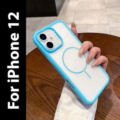 ZEROTO ZR018 For iPhone 12 Back Case Cover | Soft Matte Mag-Safe | Slim Fit | Camera Protection | Shockproof TPU Case - Blue