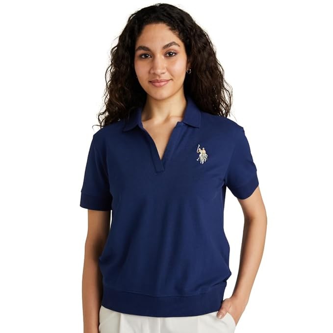 U.S. Polo ASSN. Women's Cotton Solid Loose Fit Polo Shirt