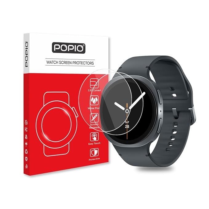 POPIO Military-Grade Gorilla Tempered Glass for Samsung Galaxy Watch 8 / Watch 9 (44mm) (1.4" inch), Pack of 2