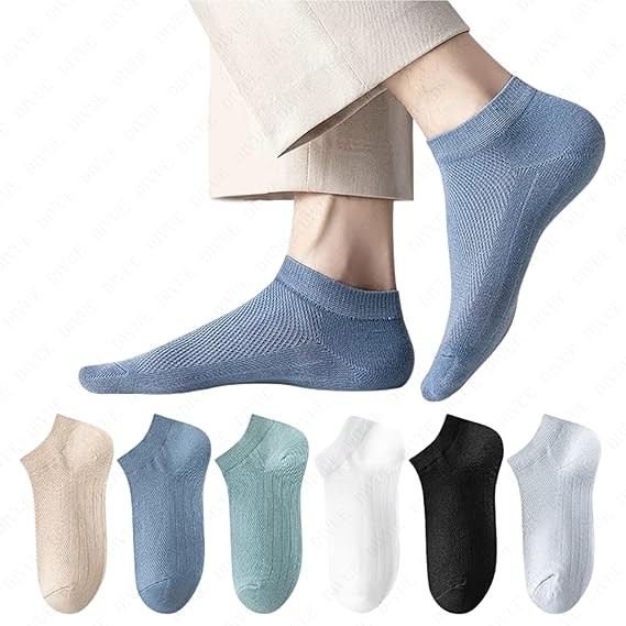 DIVUE Ankle Length Socks For Men And Women Free Size Pack of 6 | Made With Cotton Breathable, Anti Odour & Moisture Absorbent Blend cotton unisex Cute Multicolor design (Multi Color)