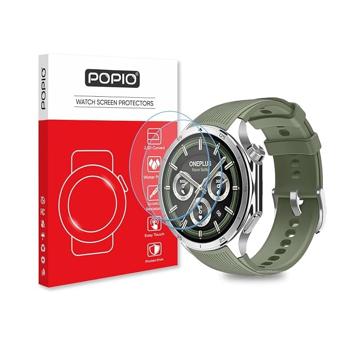 POPIO Military-Grade Gorilla Tempered Glass for OnePlus Watch 3 / Oppo Watch X2 Smartwatch (Transparent) Edge to Edge Full Screen Coverage, Pack of 2