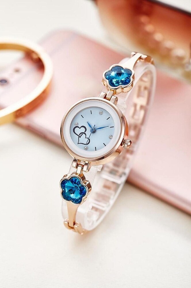 ILOZ New Stylish Look Designer Rose Gold Fancy watch For Women Girls Fashionable Bracelet quartz Analog Watch - For Girls