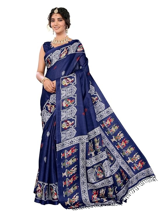 Yashika Women's latest Art Silk and Tassels Saree with unstitched Blouse Material