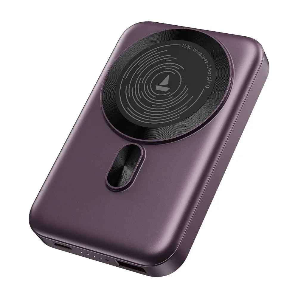 boAt EnergyShroom PB331 MagnaCharge, 10000 mAh Power Bank, 22.5 Wired Charging & 15 W Wireless Charging, Dual Port Type A & C, Fast Charging, 12 Layer Smart IC Protection, Purple