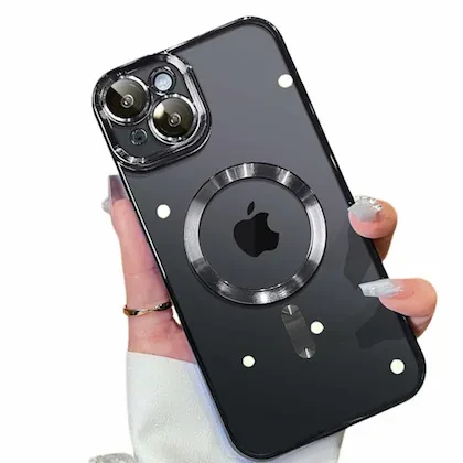Plugtech iPhone 15 Electroplated Mobile Case back cover, Compatible with MagSafe, Wireless Charging Support, Integrated Camera Lens Protection, Scratch-Resistant TPU Back, Magnetic Phone Case for iPho