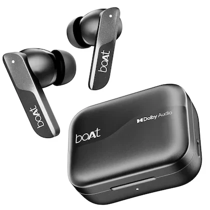 boAt Airdopes 800, Dolby Audio, Adaptive EQ by Mimi, 4Mics AI ENx, App Support, Fast Charge, Low Latency, IPX5, v5.3 Bluetooth Earbuds, TWS Ear Buds Wireless Earphones with mic (Interstellar Black)