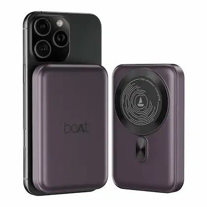 boAt EnergyShroom PB331 (Magsafe) 10000mAh Magnetic Wireless Powerbank, 15W Wireless & 22.5W Wired Charging for (iPhone 16, 15, 14, 13 & 12, Android & Other Qi Enabled Devices) (Purple)