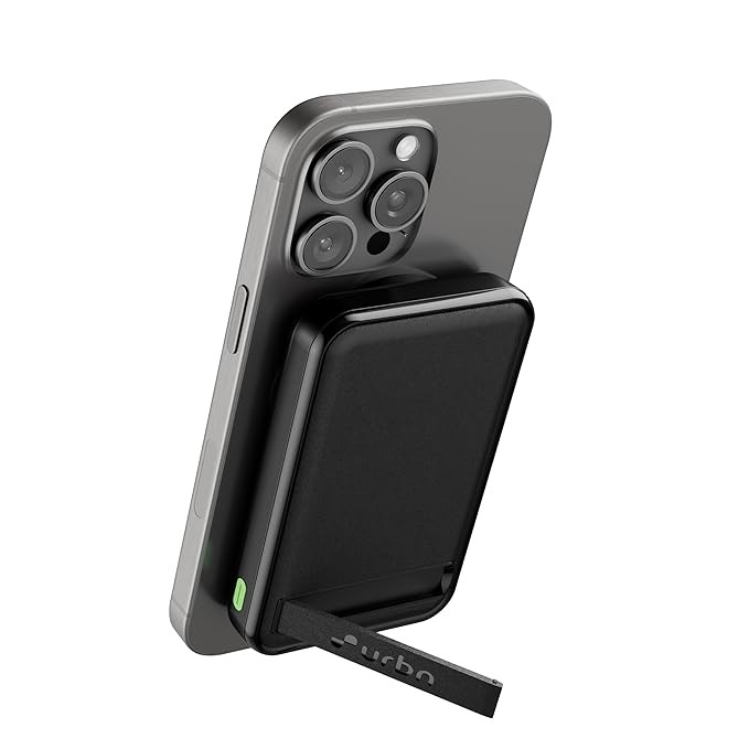 URBN Wireless Power Bank for iPhone, 10000mAh MagSafe Charging with Stand, 22.5W QC+PD Output, Strong Magnetic, for iPhone 12 & Above, Android & Other Qi Enabled Devices (Black)